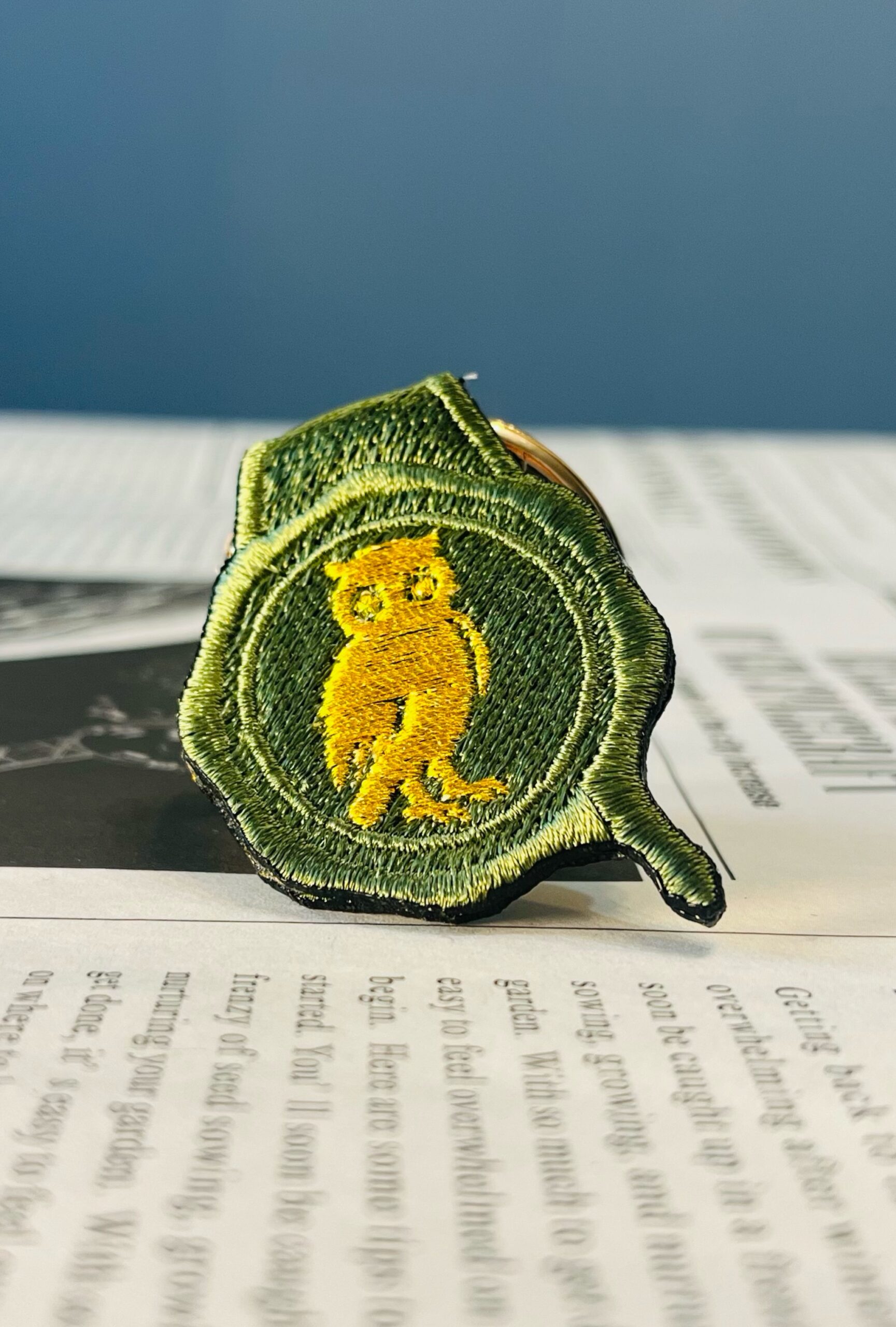 梟の刺繍リング