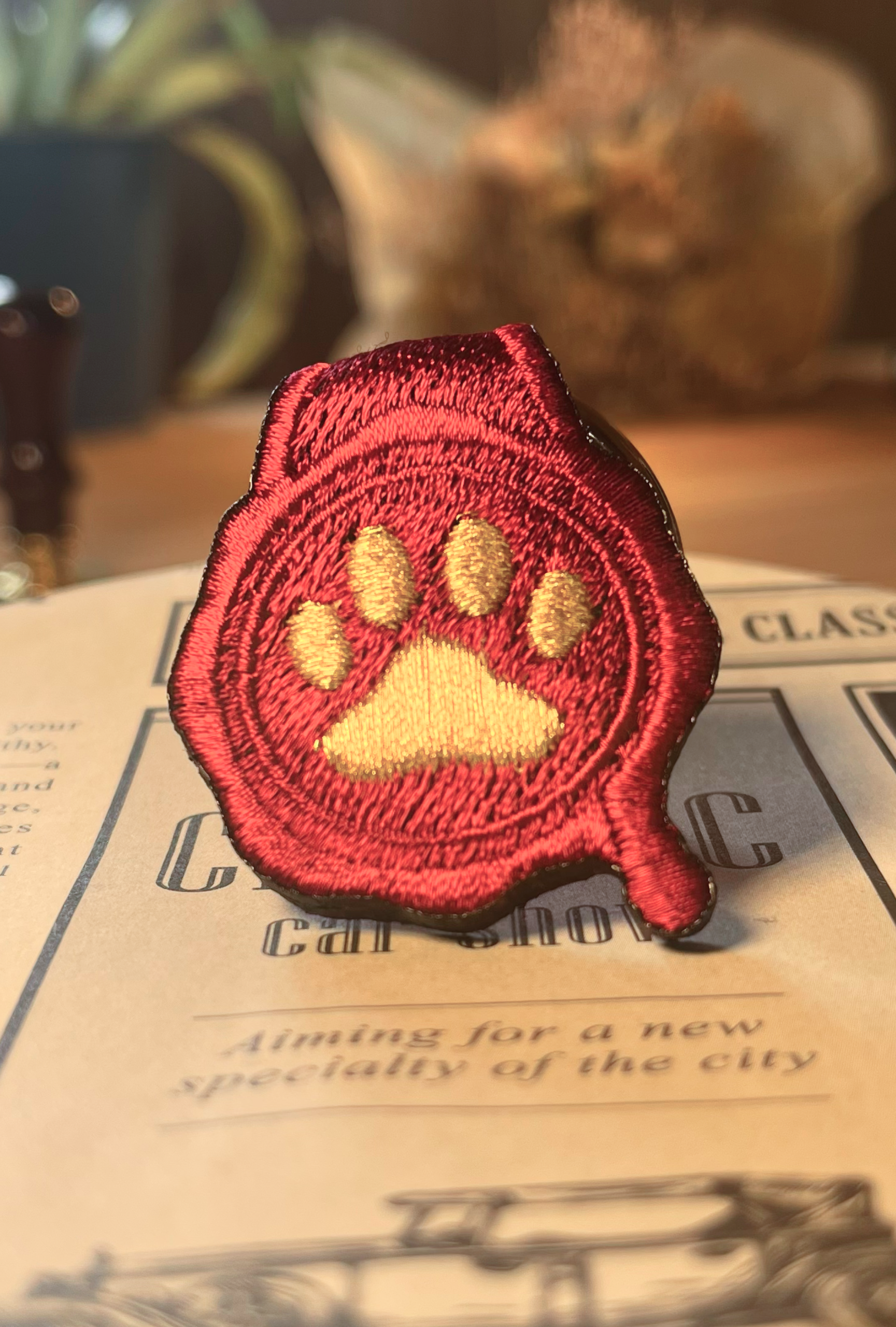 肉球の刺繍リング