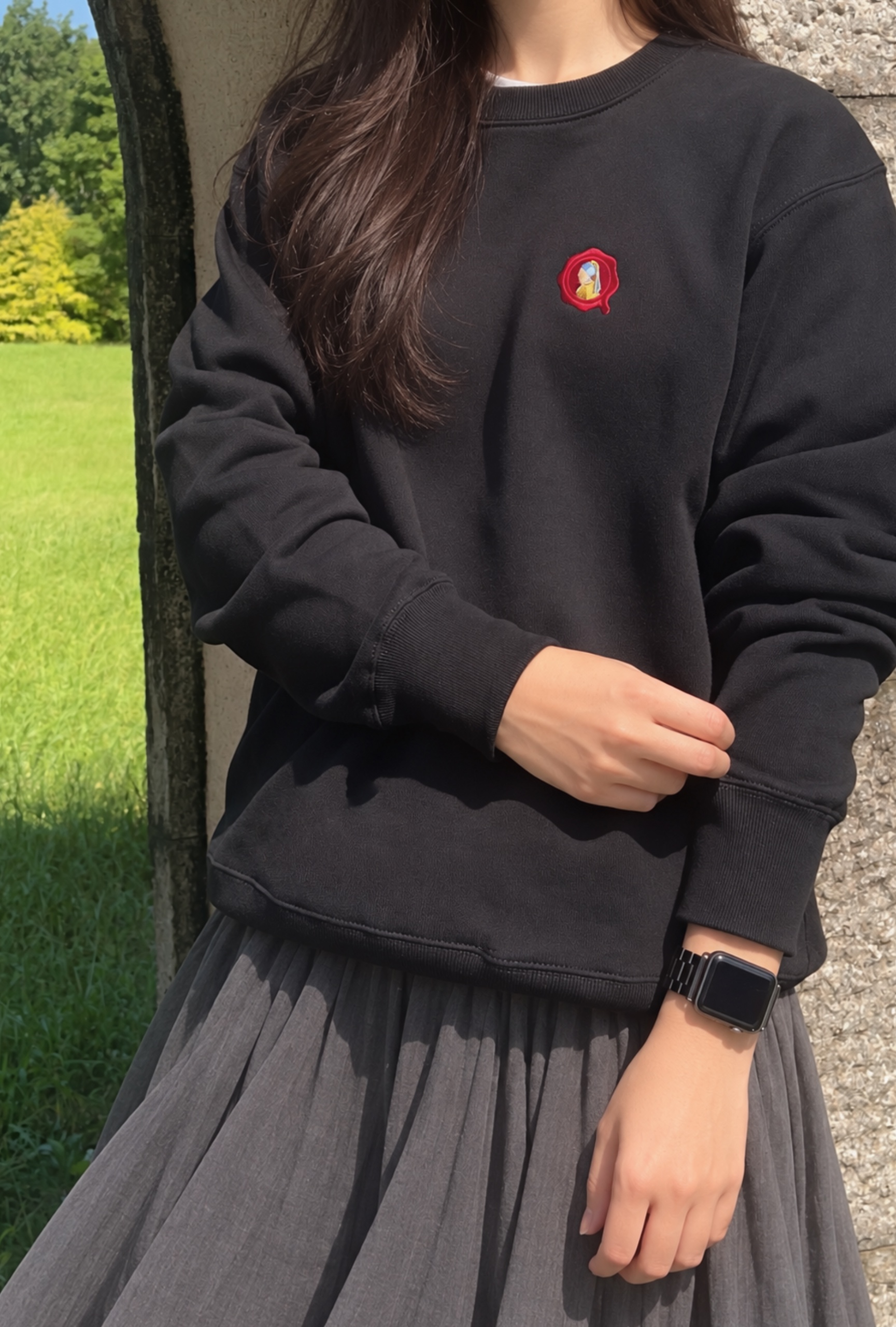 真珠の耳飾りの少女の刺繍封蝋スウェット - 画像 (2)