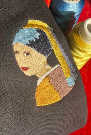 真珠の耳飾りの少女の刺繍スウェット