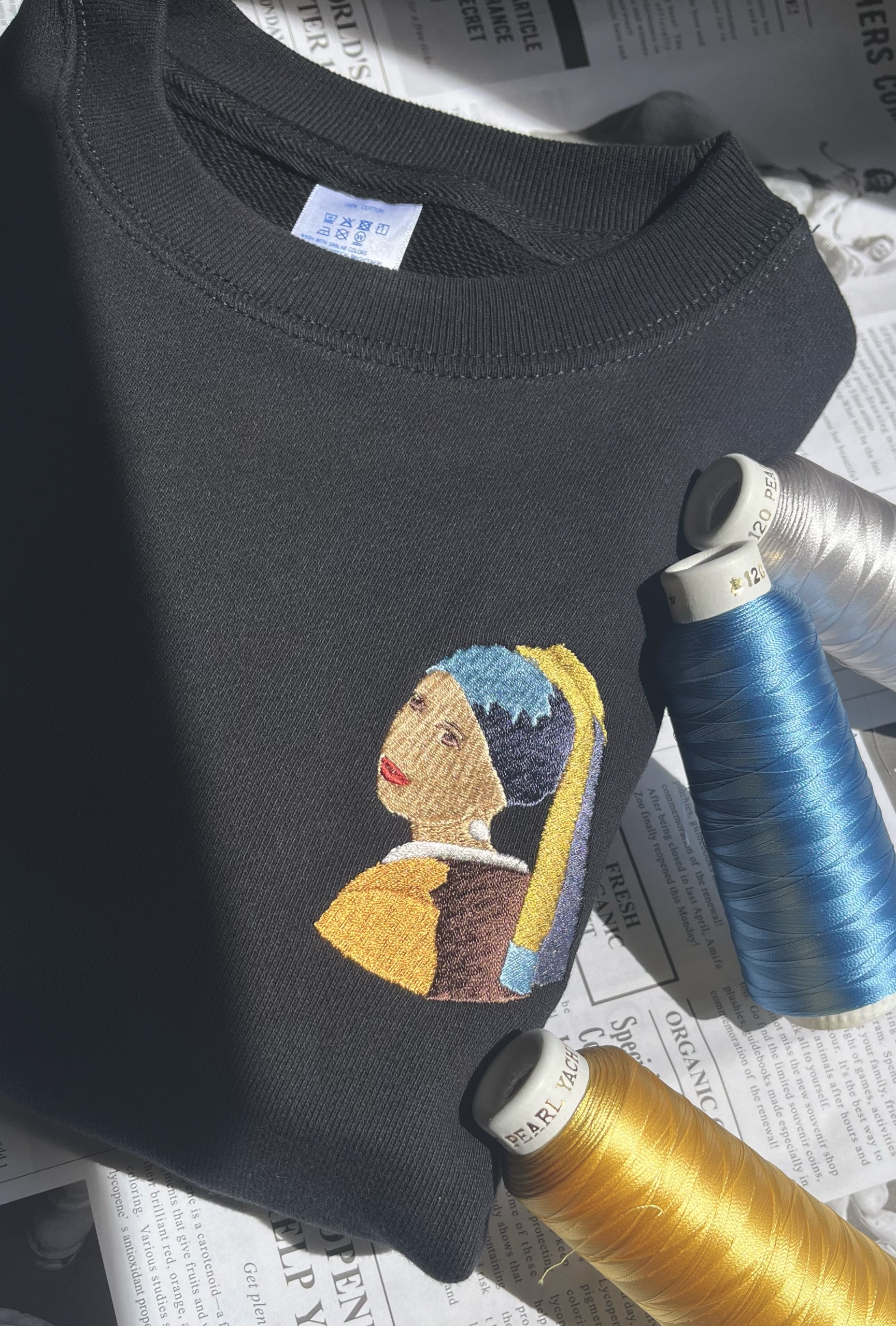 真珠の耳飾りの少女の刺繍スウェット - 画像 (7)